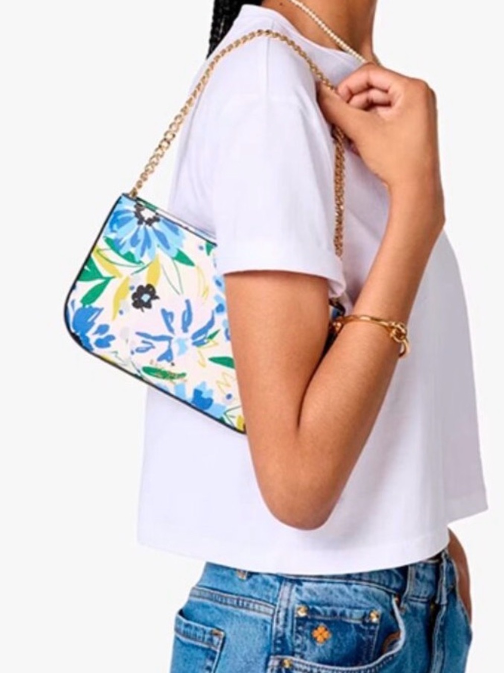 kate spade Floral Chain-Handle Shoulder Bag in Blue, Green & White